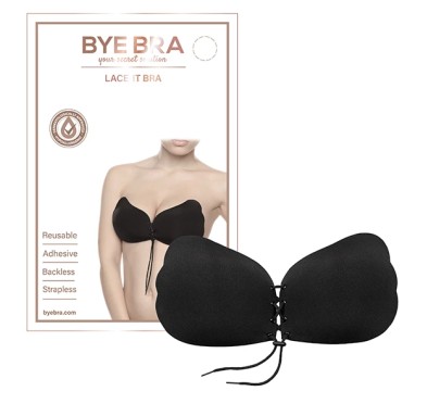 Biustonosz samonośny - Bye Bra Lace-It Bra Miseczka D Black